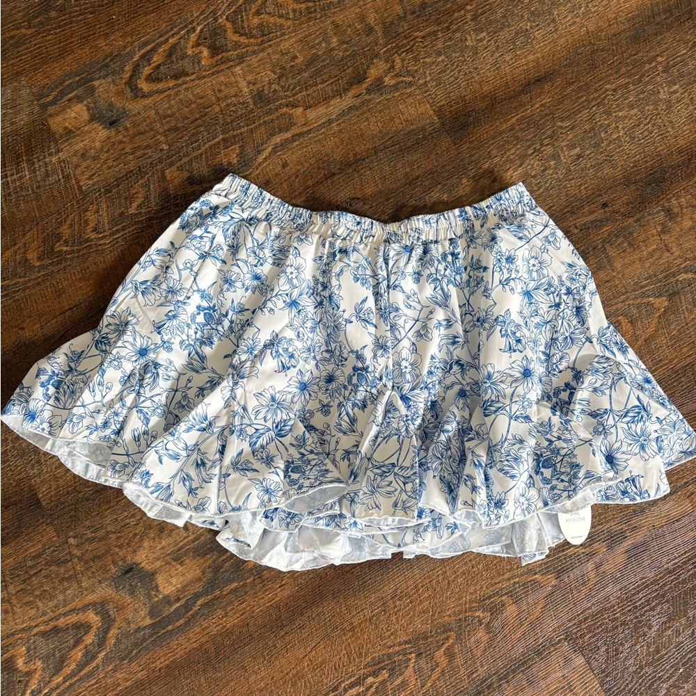 Floral Blue and White Skirt